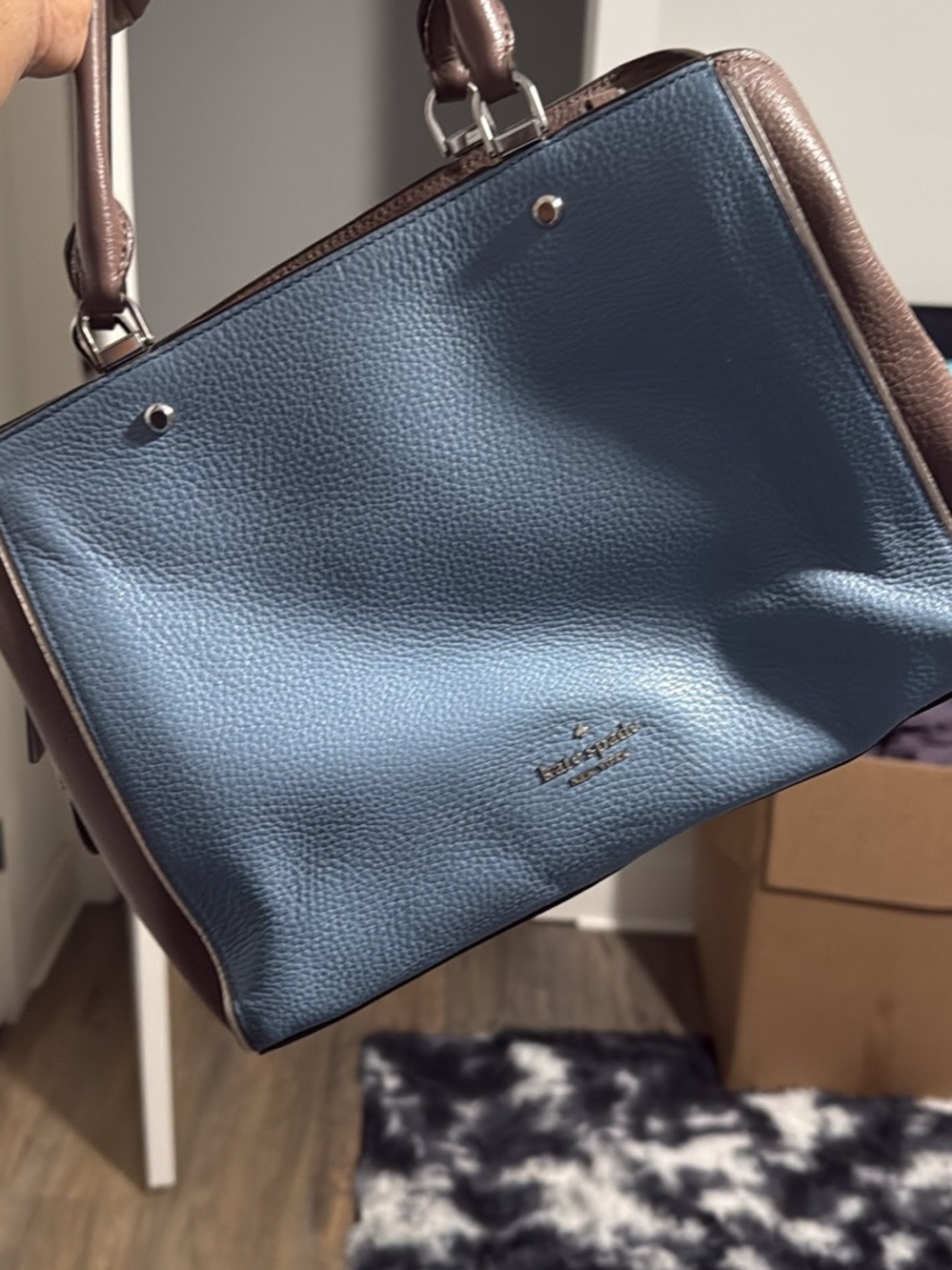 kate spade Blue and Brown Pebbled Leather Satchel